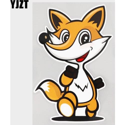 YJZT 10.2CM×15.1CM Cute Happy Fox Jogging Decal PVC Car Sticker 11C-0341