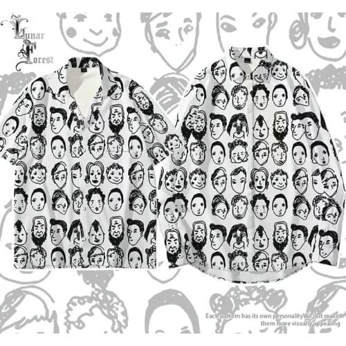 Funny Cartoon Face 3D Printing Unisex Shirt Women/Men Casual Cool Loose Button Streetwear Anime Overclothes Oversize 6XL