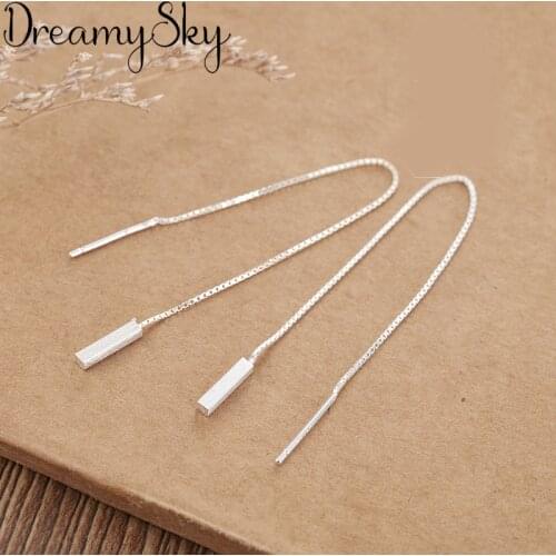 DreamySky Brand Ear Jewelry Silver Color Statement Line Earrings For Women Ladies Girls Long Earrings Femme Gifts Brincos