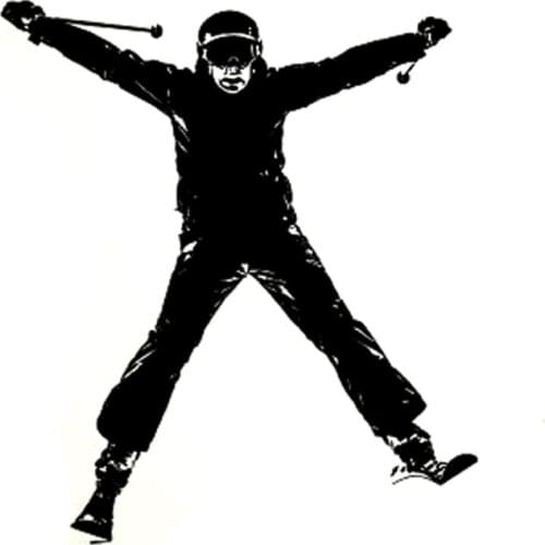 13.6CM*15.5CM Interesting Skier Extreme Sports Silhouette Decor Vinyl Car Sticker S9-1039