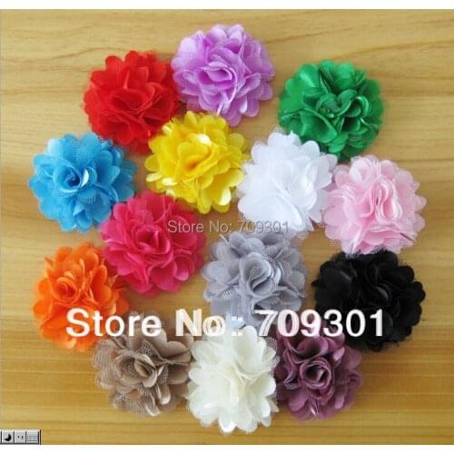 2" girls flowers children flowers satin mesh flowers 150pcs 14 colors free shipping