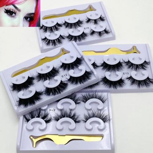 3Pair/ Pack Fluffy Lashes 25mm 3d Mink Lashes Long Thick Natural False Eyelashes Wholesale Lashes Vendors Makeup Mink Eyelashes