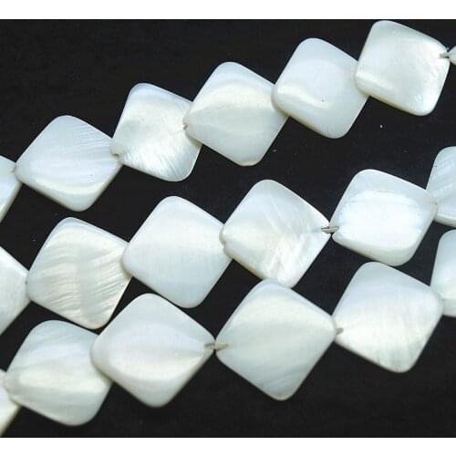 44PCS White Shell Beads Square Shape 15x15mm For Chocker Women Necklace Making Accessories White Colors Beads Accessories