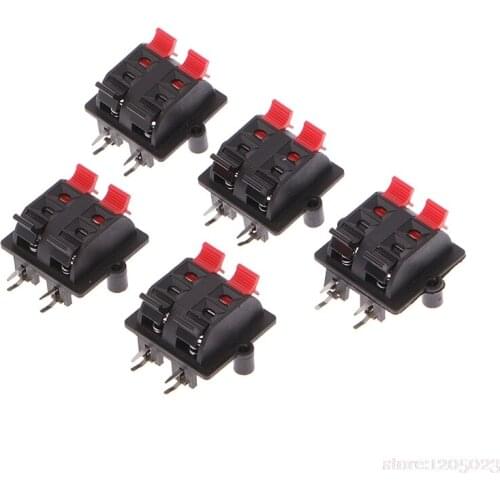 5Pcs Double Row 4 Position Cable Clip Push Type Speaker Terminal Panel Connector #RW1209