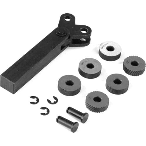 7pcs Steel Dual Wheel Knurling Tool Set with 0.5mm 1mm 2mm Wheel Linear Pitch Knurl Kit Lathe Cutter Wheel Knurling Set