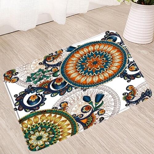 Bohemian Flower Bath Mat 3D Retro Floral Non-Slip Mats Shower Toilet Kitchen Living Carpet Front Door Floor Cushion Bathroom Rug