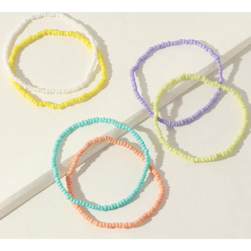 Bohemian Ethnic Handmade Multicolor Anklets Sets For Women Fashion Alloy Cute Heart Beads Foot Vacation Leg Boho Jewelry