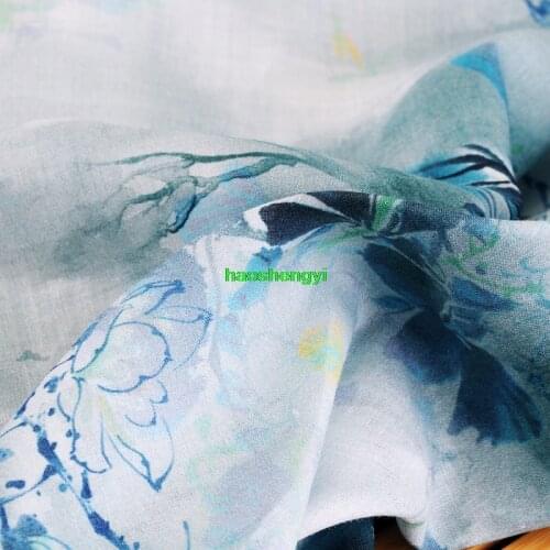 Brand Qingya ramie high-end printing summer ethnic clothing fabric