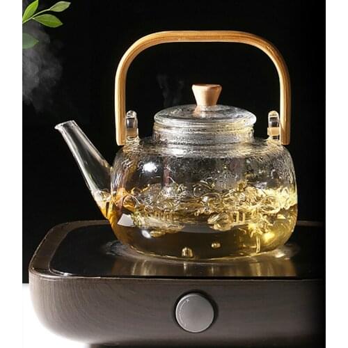 Heat Resistant Glass Teapot Clear Japaness Style Tea Pot Infuser for Flower Tea Portable Tea Kettle 0.8/1L