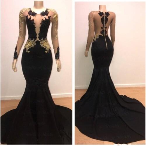 Black Muslim Evening Dresses Mermaid Long Sleeves Lace Beaded Islamic Dubai Saudi Arabic Long Evening Gown Prom Dress