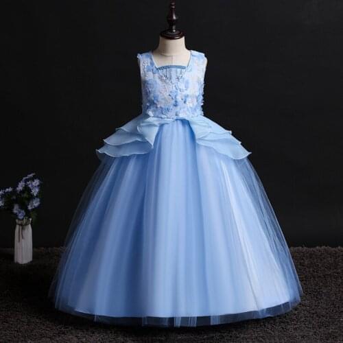 Lovely Lace Appliques Beaded Flower Girl Dresses Kids Evening Gowns For Wedding First Communion Dresses vestido comunion