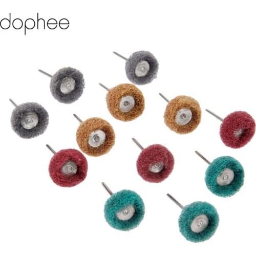 Dophee 25MM Dremel Accessories Abrasive Brush Metal Surface Grinding Buffing Polishing Wheel Set 3mm Shank for Rotary Tool 12PCS