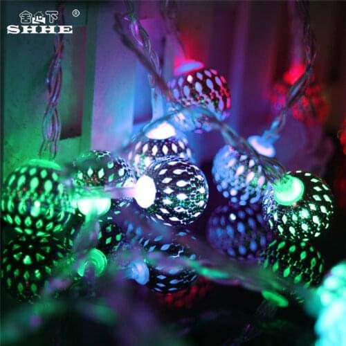 Battery Operated String Lights 2.5M 20 LED Iron Hollow Ball Fairy Lights for Garden Christmas Wedding Party Holiday Decoration