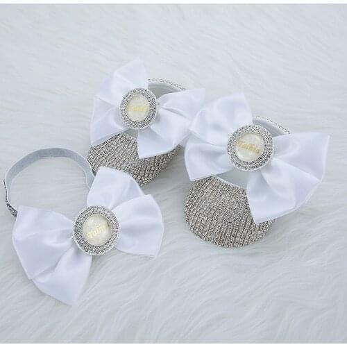 MIYOCAR Customized any text photo can make white bling baby girl first walker Newborn Infant shoes perfect new born gift SP5