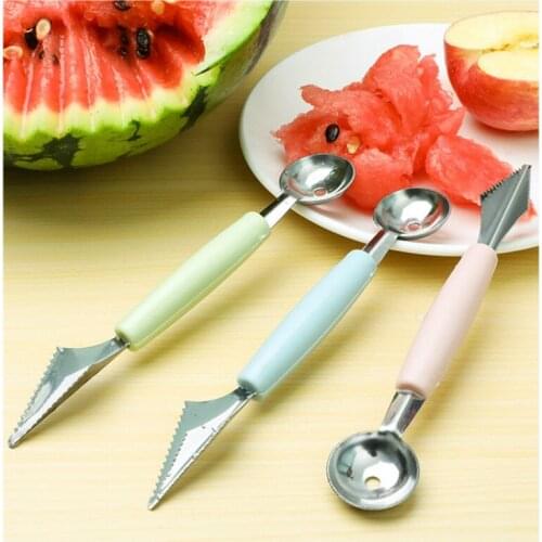 1PCS 2 In 1 Ice Cream Ball Digging Spoon Tool Watermelon Melon Fruit Carving Diy Assorted Cold Dishes Tool Kitchen Accessorie