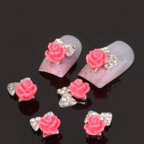 HOT SALES! 10Pcs Flower Shiny Decals Glitter Rhinestone DIY Decorations Nail Art Stickers Japanese Nail Ornament Nail Decoration