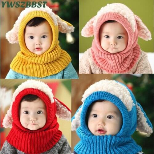 Hot Sale Autumn Winter Children Hats Toddler Kids Beanies Cap Girls Boys Warm Wool Hooded Hat Baby Scarves Caps