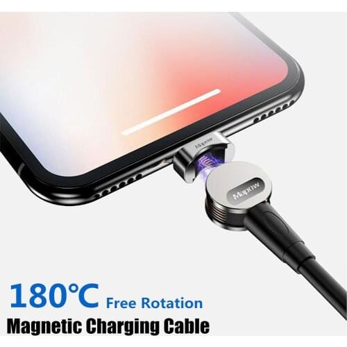 180 Degree Free Rotation Magnetic Cable 2.4A Fast Charge Sync Data Transmission For IPhone Samsung Xiaomi Magnet Charging Cables