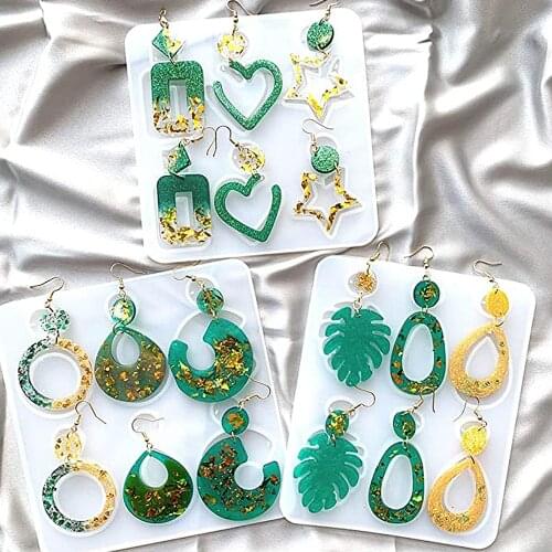 Fashion Mix Style Palm Tree Earrings Silicone Mold Ear Hook DIY Epoxy UV Resin Mould Jewelry Tools DIY Accessories