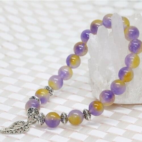 Fashion multicolor chalcedony jades bracelets 8mm round beads women natural semi-precious stone elegant jewelry 7.5inch B2066