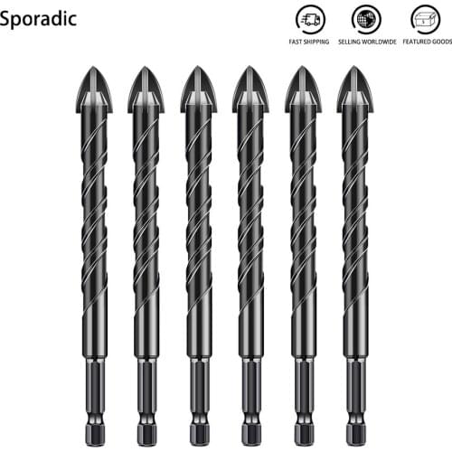 Cross Hex Tile Drill Bits Set For Glass Ceramic Concrete Hole Opener Hard Alloy Triangle Bit WoodworkingTools Power Tool Fitting