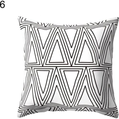 New Style Black and White Geometric Peach Skin Throw Cover Pillow Cushion Square Case Home Livingroom Sofe Car Supplies Decor