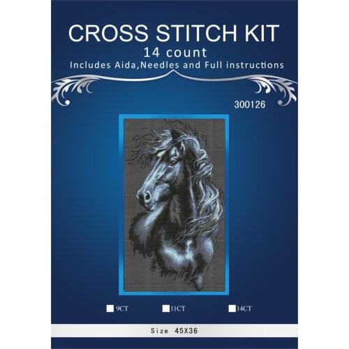 Oneroom black horse running Embroidery Needlework Crafts 14CT Unprinted DMC DIY Quality Cross Stitch Kits Handmade Arts Decor