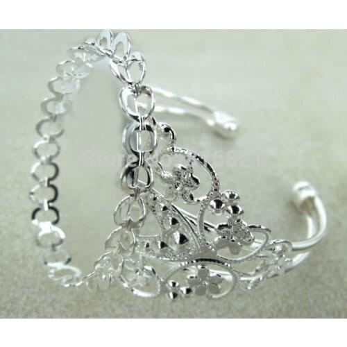 Open Cuff Bracelet Settings Blanks Double 18x25mm 30x40mm Oval Lace Bezel Cabochons Bases Filigree Flower Bangle DIY Findings