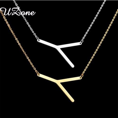 UZone Letter Y Necklaces Pendants Alphabet Stainless Steel Choker Initial Necklace Women Girl Jewelry Collier