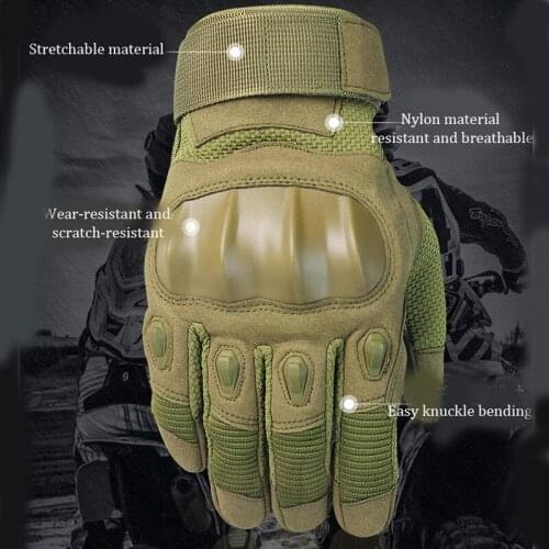 Unisex Touchscreen Pu Leather Motorcycle Hard Knuckle Full Finger Gloves Wear-Resistant Non-Slip Protective Half Finger Gloves