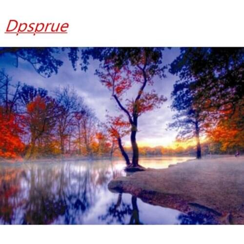 Dpsprue 5D Full Square / Round DIY Diamond Painting Cross Stitch Scenery Lake 3D Embroidery Diamond Mosaic Home Decor Gift