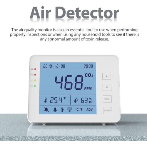 Indoor Portable CO2 Meter Multifunctional Home Air Detector Intelligent Air Quality Monitor Household Air Pollution Monitor co2