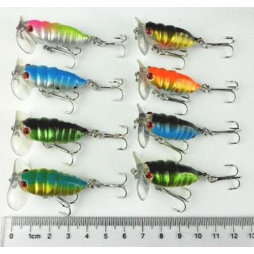 8Pcs Cicada Popper Fishing Lure 4cm/4.4g artificial hard bait wobbler Insect popper topwater carp bait fishing tackle