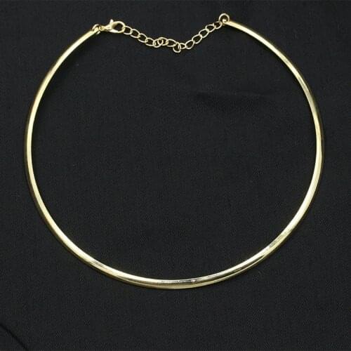 Simple Golden Silver Plated Metallic Round Choker Short Golden Chain Linked Punk Style Women Necklace