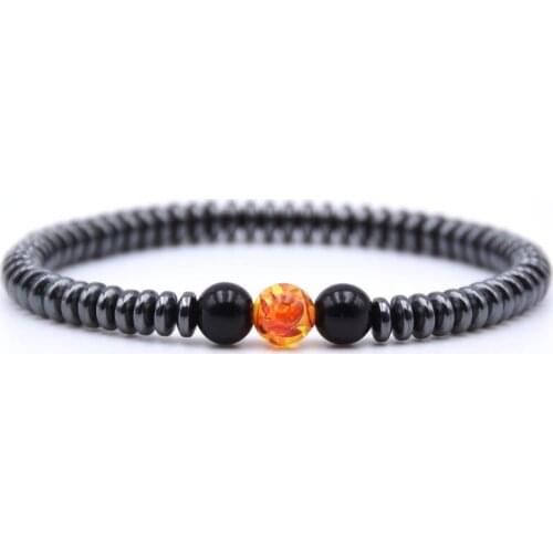 Simple Friendship Bracelets Bangle For Men Male Trendy 6MM Hematite Natural Stone Beaded Strand Bracelet European Jewelry Bijoux