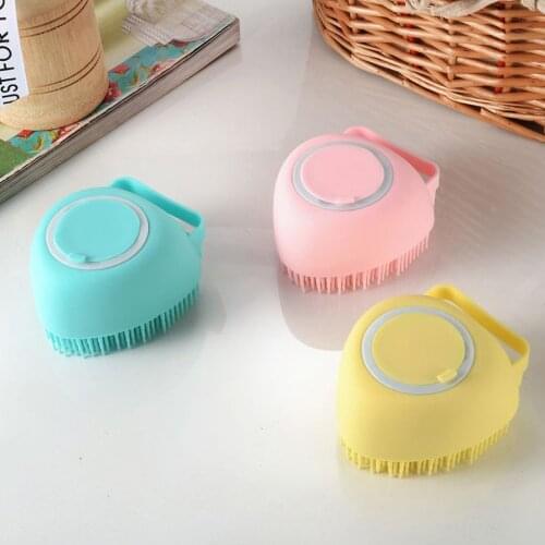 Pet Dog Shampoo Brush 2.7oz/80ml Cat Massage Comb Grooming Scrubber Brush for Bathing Short Hair Soft Silicone Rubber Brushes