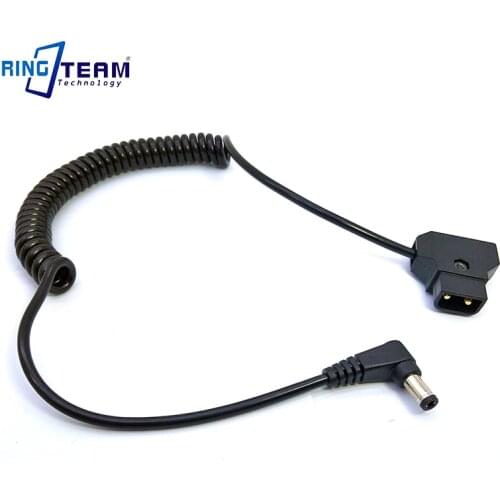 Male PTap Power D-Tap to 5.5x2.5mm DC Right Angle Plug Extension Stretch Spring Cable For Blackmagic Cinema Camera BMCC BMPC