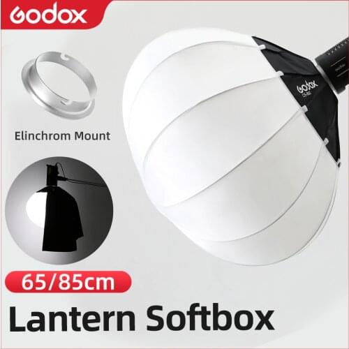 Godox 65cm or 85cm Lantern Foldable Quick-install Portable Round Shape Softbox Light + Skirt for Elinchrom Mount Studio Flash