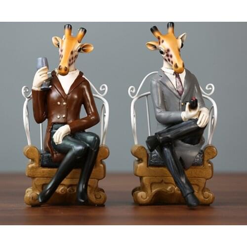 European Retro Style Giraffe Decoration Living Room TV Cabinet Porch Decoration Showing Window Handicraft