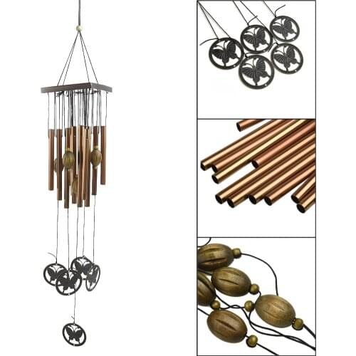 Outdoor Living Wind Chimes Bells Aluminum Tubes Butterfly Fans Hanging Craft Yard Garden Home Decor Ornament