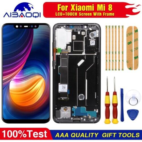 AiBaoQi For 6.21'' Xiaomi mi 8 LCD&Touch screen Digitizer with frame assembly lcd screen display replacment tools 6.21 inch