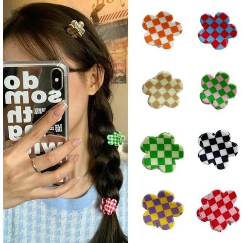 2021 Hot Black White Check Smooth Irregular Geometric Hair Hairpin Stripe Checkerboard Acetate Clips Semicircular Women