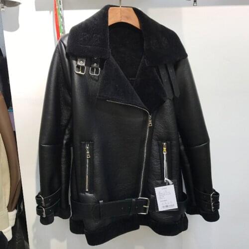 2020 New Arrivals Women Sheepskin Velvet Fur Suede Jacket Woman Winter Warm Overcoat Leather Clothing Brand Outerwear Woman A335