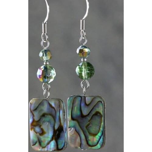 Ocean Green Blue Square Abalone Shell Earrings Fashion Accessories Crystal Beads Stone Drop Dangle Earrings for Women
