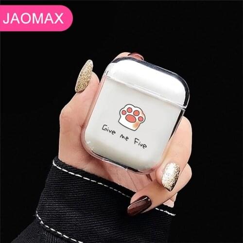 Jaomax Cartoon Hard PC Cat Paw Clear Earphone Case for Airpods Skull Arrow Dog Protective Plastic Wireless Bluretooth Coque Capa