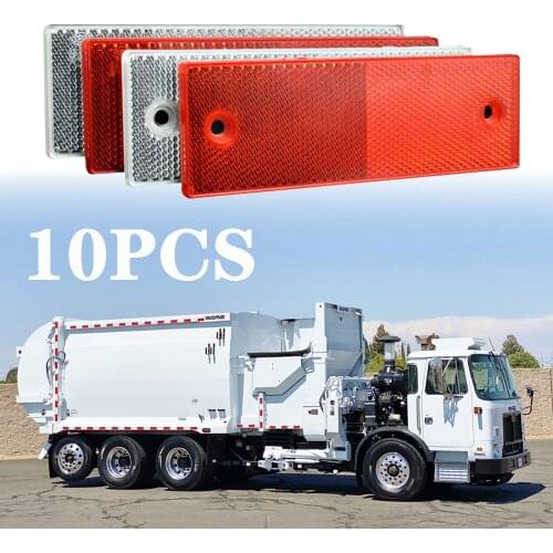 10 Pcs Truck Trailer Car Rectangle Plastic Reflective Reflector Workplace Safety Night Safety Warning Plate Sticker Safety Sign