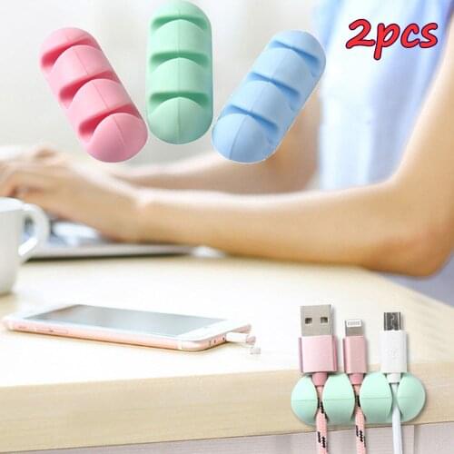 2 Pcs Cable Winder Wire Organizer Desktop Clips Cord Management Headphone Cord Holder