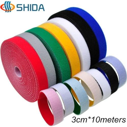 3cm*10m Colorful Reusable Back to Back Magic Tape Hook Loop Sticks Cable Ties Nylon Straps Power Wire Management
