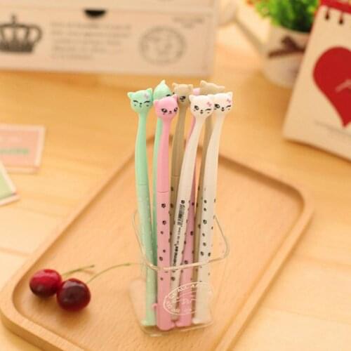 5pcs/1pcs Creative Stationery Cute High Cat Neutral Pen Learn Stationery Cartoon Quality Signature Pen Kawaii School Supplies