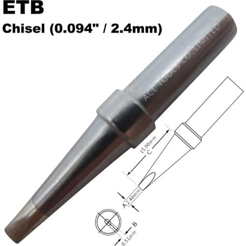 5 PCS ETB Soldering Tip Chisel 2.4mm Fit WELLER WES51 WES50 WESD51 WE1010NA WE1010EU PES51 PES50 LR21 LR20 Iron Welding Bit